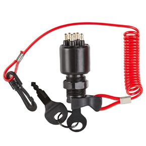 175974 5005801 Ignition Switch & Key Assembly with Safety Lanyard, Fits for OMC Johnson Evinrude 40-200HP Outboard Motor
