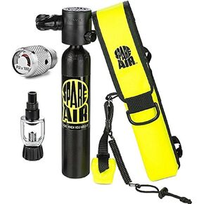 Spare Air New 3.0CF Package for Scuba Divers With Dial Gauge Upgrade, Fill Adapter, Holster, Leash