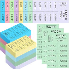 Kosiz 2000 Sheets Raffle Tickets Basket Raffle Ticket with 10 Bid Numbers Per Sheet Chinese Auction Tickets Silent Auction for Church Events Classroom School(Dark Color)
