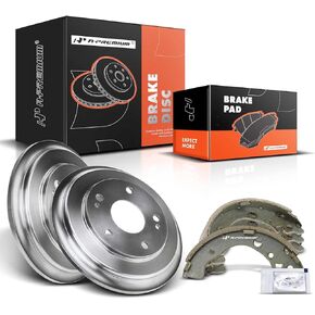 A-Premium Rear Brake Drums and Shoes Set Compatible with Honda Civic 2006-2015 L4 1.8L 6-PC Set