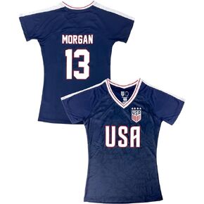 Icon Sports Officially Licensed U.S. Soccer Girl's Alex Morgan USWNT Shirt Game Day T-Shirts, Youth Sizes | Navy, Youth Medium