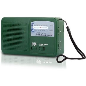 Emergency Radio with Solar and Hand Crank Self Powered, Battery USB Recharging FM/AM Radio LED Flashlight Cell Phone Charger (White)