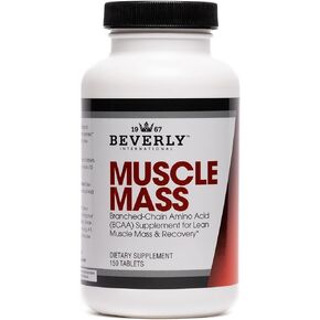 Beverly International Muscle Mass, 150 tablets. A Free-Form Branched-Chain Amino Acid (BCAA) for Lean Muscle Mass & Recovery. Contains 2.5:1:1 Ratio of Leucine to Isoleucine to Valine. Muscle Fuel!