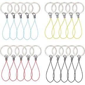 Bememo 20 Pieces Nylon Flash Drive Lanyard Keyrings with Color Strap for ID Card USB ID Card MP3 Player Keys Cellphone Keychain, 4 Colors