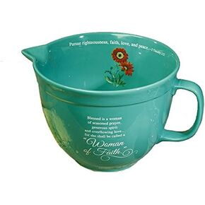 Abbey Gift Woman of Faith Ceramic Mixing Bowl,Blue,9.5 x 5.75 x 7.5"