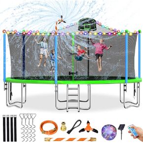16FT Trampoline for Kids Recreational Trampolines with Safety Enclosure Net Basketball Hoop and Ladder, Outdoor Backyard Bounce for 6-8 Children and Adults in Kuwait