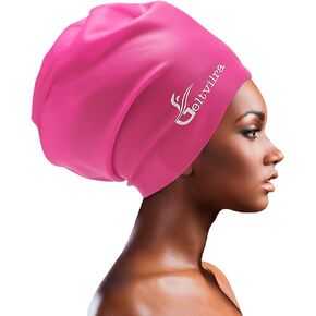 Waterproof Extra Large Silicone Swimming Caps Turban for Black Women Girls Men with Long Hair Braids Dreadlocks to Keep Hair Dry
