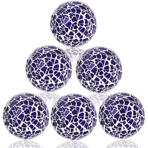 Kesywale 6PCS Decorative Balls Set 2.4 Inches/ 6cm Small Mosaic Spheres Glass Orbs Decorative Balls for Centerpiece Bowls Vases Fillers Dining Coffee Table Wedding Party Decor (Black)