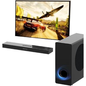 Sound Bars for TV 15 inch Slim Soundbar for TV with Subwoofer,100 Watts Surround Sound System TV Sound Bar Speakers with Bluetooth/Optical/AUX/ARC/USB for PC/Gaming/Projectors