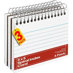 1InTheOffice Spiral Index Cards 3x5 Ruled, Spiral Bound, 50 White Cards/Spiral (3 Pack)