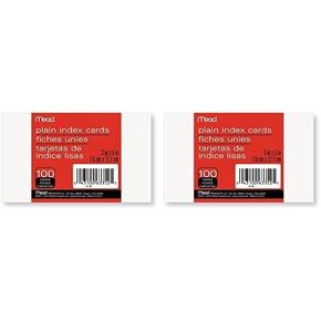 Mead Index Cards, Note Cards, Plain, 100 Count, 3" x 5", White (63352)