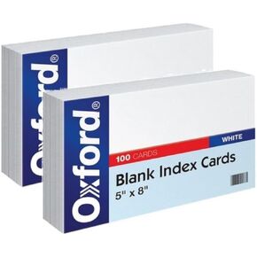 Oxford Blank Index Cards, 5" x 8", White, 100/Pack (50) (2 Pack)