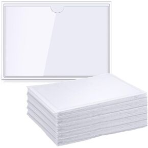 Outus 200 Pack Self Adhesive Index Card Pockets with Top Open for Loading, Clear Plastic Labels Holders for Organizing and Protecting Index Cards or Photos Classroom Office Labeling (3 x 5 Inches)