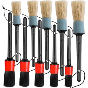Detailing Brush Set - 10 Pcs Detail Brushes Car Detailing, Auto Boar Hair Car Detail Brush for Cleaning Car Interior Exterior, Vehicles Wheels Leather Engine Dashboard