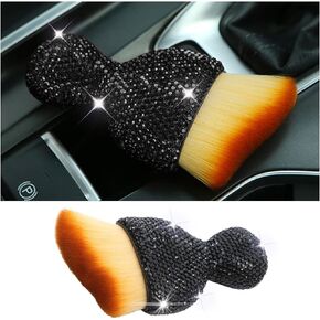 zipelo Auto Interior Dust Brush, Car Detailing Cleaning Brush with Diamond, Bling Handle Soft Bristles Dusting Tool, Scratch Free Dirt Clean Brushes for Vehicle Dashboard, Air Conditioner Vent (Black)