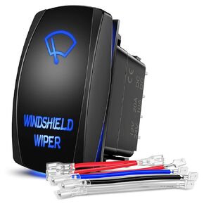 Nilight Windshield Wiper Rocker Switch Led Light Bar Switch 8Pin Laser （ON) On Off DPDT switches 20A/12V 10A/24V Switch Blue with Jumper Wires Set for Cars Trucks RVs,2 Years Warranty