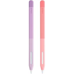 3 Pack Soft Silicone Case for Apple Pencil 2nd Generaion Cover,Protective Skin Cover Sleeve with Cap Accessories Compatible for iPad Pro 11 12.9 inch,Gradient Color,Pink+Purple+Blue