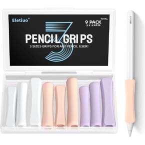 9 Pack Grip Holder for Apple Pencil 2nd Generation,3 Sizes Protective Stylus Grip Ergonomic Silicone Sleeve Accessories,Compatible with iPad Pro 11 12.9 inch,White,Grey,Green in Saudi Arabia