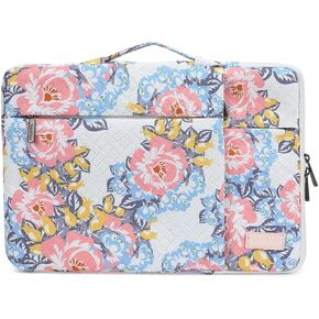 360° Protective Muti-Pockets Laptop Sleeve Case Bag,Laptop Cover with Handle and Luggage Strap (Gypsophila Paniculata, 14 inch-14.4 inch)