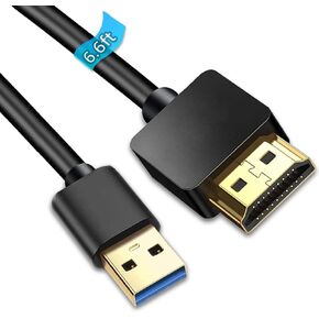 كابل محول USB إلى HDMI لجهاز Mac iOS Windows 10/8/7/Vista/XP، USB 3.0 إلى HDMI Male HD 1080P شاشة عرض كابل محول الصوت والفيديو - 6.6FT in Kuwait