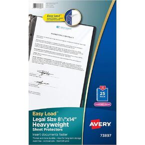 Avery Diamond Clear Heavyweight Sheet Protectors, Holds 8.5" x 14" Sheets, Legal Size, Easy Load, 25ct (73897)