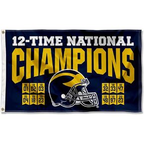 Michigan Team University Wolverines 2023 and 12x Time National Champions Banner Flag