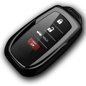 Tukellen لغطاء مفتاح Toyota Key fob غطاء خاص ناعم من مادة TPU لـ 2019-2024 Land Cruiser، 2021-2024 Venza، Grand Highlander Hilux، Fortuner، 2022-2024 Tundra، Corolla Cross، Prius 4/5/6 Buttons - أسود