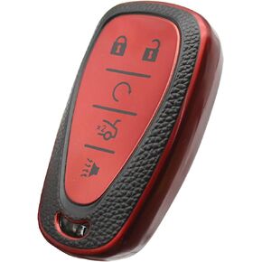 Key Fob Cover for Chevy,Smart Remote Car Key Case Accessories Compatible with Chevrolet 2015-2022 Cruze Malibu Camaro Cruze Traverse Spark Equinox Sonic Volt Bolt 5 Button(Red)