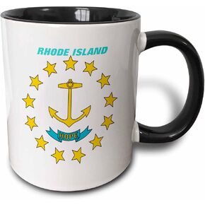 3dRose mug_45017_4 "State Flag Of Rhode Island" Two Tone Black Mug, 11 oz, Multicolor