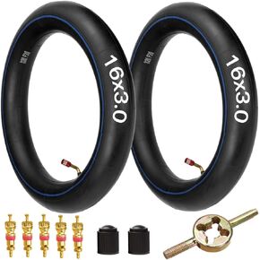 FVRITO 16x3.0 (76-305) Inner Tube for E-Bikes Electric Scooters Mopeds Kids Chopper Bikes Taotao ATE 501 EW-36 KMX Tadpole Trike unicycles and Folding Bikes TR87 Bent Valve Stem 16x3.25/3.50 2 Pack
