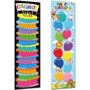 Happy Birthday Poster Chart Birthday Bulletin Board Decorations Lets Celebrate Your Birthday Cutouts for Calendars Bulletin Boards Classrooms kids nursery homeschool kindergarten