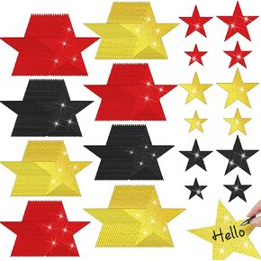Ctosree 256 Pieces Glitter Star Cutouts Paper Stars Decorations Star Wall Decor Confetti Cutouts for Bulletin Board Classroom Movie Night Party Decoration, 4 Assorted Sizes (Silver)