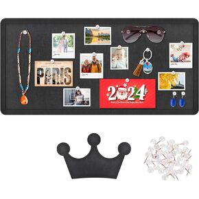 Large Felt Bulletin Board 36'' x 18''-Foldable Cork Board Alternative, Decorative Picture Framed Display Board with 35 Rose Pins for School, Home, Kitchen & Office Walls