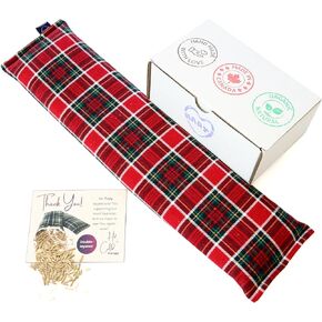 Handmade in Canada: 19"x5" Double-Layered Cotton Microwave Heating Pad - Moist Heat for Back, Neck, Shoulders, Cramps, Sore Muscles, Aches, and Joints. Silver Tartan Pattern