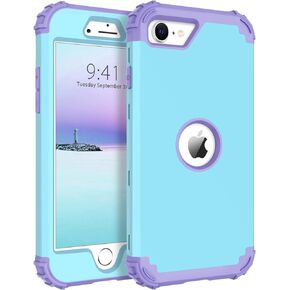 BENTOBEN for iPhone SE 2022 Case and iPhone SE 2020 Case, Heavy Duty 3 in 1 Full Body Rugged Shockproof Hybrid Hard PC Soft Rubber Case for iPhone SE 3rd/2nd Gen, Light Purple/Lavender