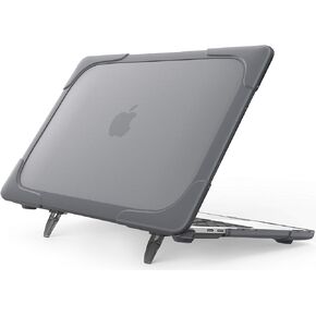 ProCase for MacBook Pro 13 2019/2018/2017/2016 A2159 A1989 A1706 A1708, Heavy Duty Hard Shell Protective Cover with Fold Kickstand with/Without Touch Bar -Grey