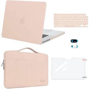 MOSISO Compatible with MacBook Pro 16 inch Case 2023 2022 2021 Release M3 A2991 M2 A2780 M1 A2485 Pro Max Chip, Plastic Hard Case&Sleeve Bag&Keyboard Skin&Webcam Cover&Screen Protector, Rose Quartz