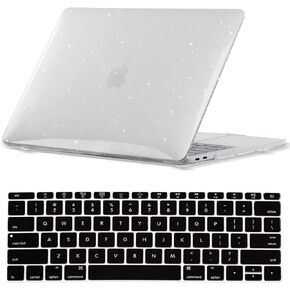 Laptop Case Compatible with MacBook Air 13 inch Case 2010-2017 Release Model A1466 A1369, Glitter Sparkle Pattern Translucent Plastic Shell Case Cover & Keyboard Cover Skin - Black