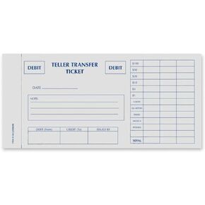 Teller Transfer Ticket Debit/Credit Pack of 100 2 Copies Each Form
