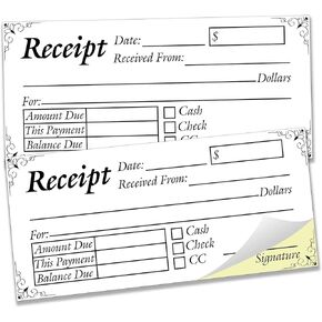 50 مجموعة من نماذج طلب كتاب الاستلام، لوحة مكونة من جزأين بدون كربون، نموذج إيصال مبيعات مقاس 2.75 × 6 بوصة، دفتر فاتورة للوحة الفاتورة للشركات الصغيرة in Kuwait