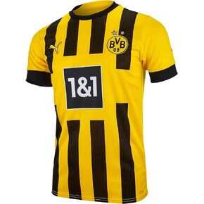 PUMA Borussia Dortmund Youth Home Jersey 22/23 (as1, Alpha, s, Regular, Small) Black, Yellow