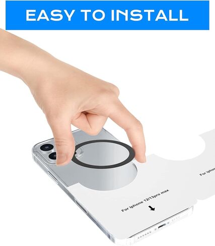 للحلقات المعدنية العالمية المغناطيسية - مجموعة واحدة، لهاتف MagSafe المتوافق مع iPhone 14/13/12 Pro/Max/Mini متوافق مع هاتف Samsung (مجموعة سوداء) in Kuwait
