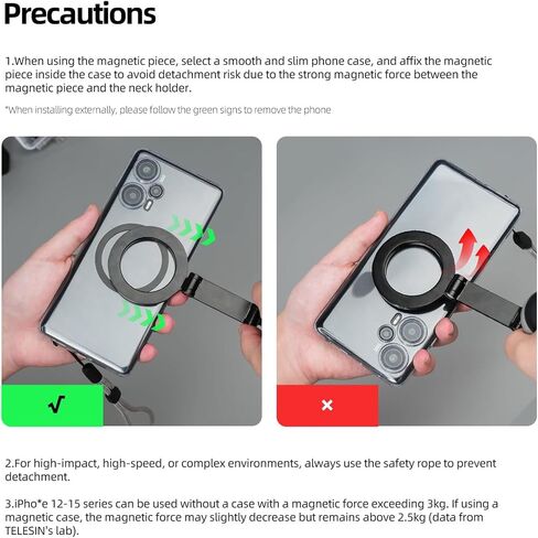 REYGEAK Magnetic POV/Vlog Phone Neck Mount Holder for iPhone 15/14/13/12 Pro Mini/Plus/Pro/Pro Max,Hand Free Slicone Around Chest Stand Video Recording with Magnetizer Ring for Mobile Phone Accessory in Saudi Arabia