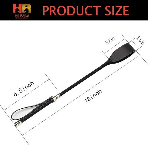 سوط حصان HR Farm-18 بوصة مع جلد البولي يوريثان، سوط حصان الفروسية، سوط حصان مزدوج، محاصيل سوداء لركوب الخيل in Kuwait