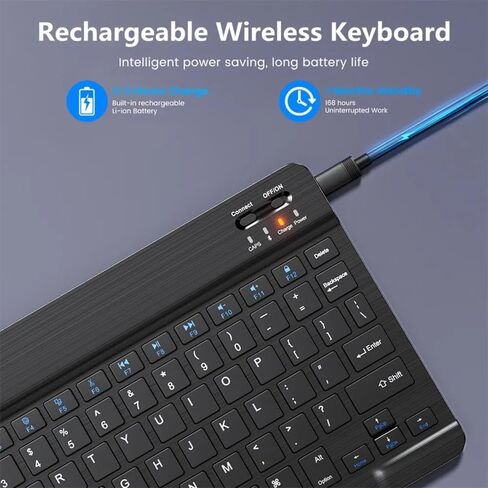 Ultra-Slim Bluetooth Keyboard Portable Mini Wireless Keyboard Rechargeable for Apple iPad iPhone Samsung Tablet Phone Smartphone iOS Android Windows (10 inch Pink) in Saudi Arabia