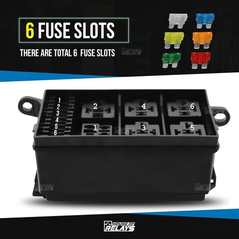 House of Relays Universal 12V Fuse & Relay Box Block [6 Relays Holder] [6 ATC/ATO Fuse Holder] 6 Way 12 Volt Waterproof Auto Fuse Relay Box for Automotive Car Truck Marine Boat Light Equipment in Saudi Arabia