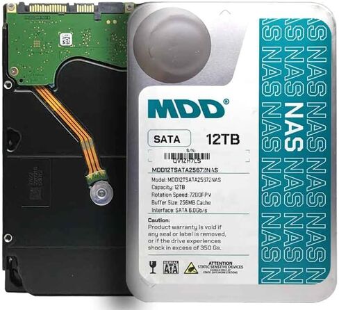 MDD (MDD12TSATA25672NAS) 12 تيرابايت 7200 دورة في الدقيقة 256 ميجابايت كاش SATA 6.0 جيجابايت/ثانية 3.5 بوصة محرك الأقراص الصلبة الداخلي NAS - ضمان 5 سنوات (متجدد) in Saudi Arabia