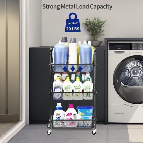 عربة معدنية ذات 3 طبقات بمقبض، عربة تخزين متعددة الوظائف للمكتب وغرفة المعيشة والمطبخ وغرفة الأطفال، منظم تخزين متحرك بعجلات قابلة للقفل، أسود in Kuwait