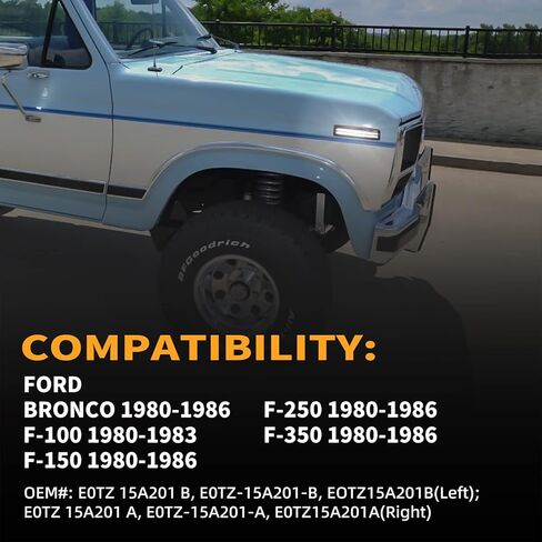 Led Front Side Marker Lights for 1980-1986 Ford Bronco & 1980-1986 Ford F150 F250 F350 Pickup Truck SUV Bumper Lamps Smoked Len, 2PCS in Kuwait