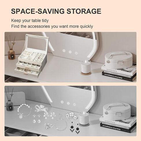 Jewelry Organizer Box, 3 Layers Jewelry Box with Glass Lid, Earrings Rings Necklace Storage Organizer with 2 Drawers Multi-Functional Jewelry Storage Box for Women(White) in Saudi Arabia